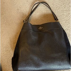 Coach Lexy hobo handbag in black leather and suede.  Like new condition.